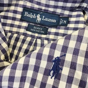 Ralph Lauren Men's M Blake‎ Blue Gingham Check Short Sleeve Button Down Shirt